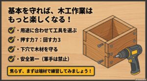 用途の使い分け、力加減、下穴、安全第一など、DIYを楽しむための電動ドライバーの基本のおさらい