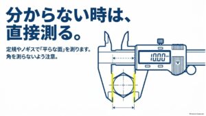 ノギスや定規で六角ボルトの平らな面を測る方法