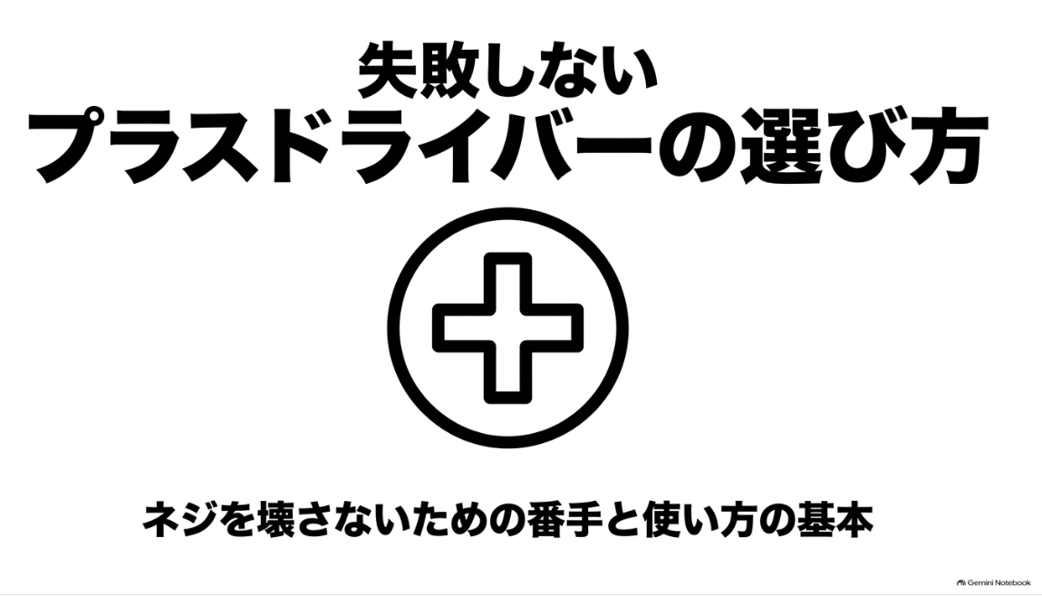 プラスドライバーの番手と使い方の基本を解説する記事のタイトルスライド
