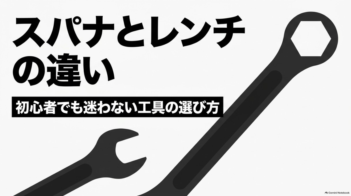 スパナとレンチの違いと初心者向けの工具の選び方を解説するタイトル画像