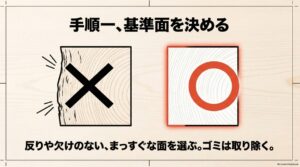 反りや欠けのないまっすぐな面をスコヤの基準面として選ぶ方法